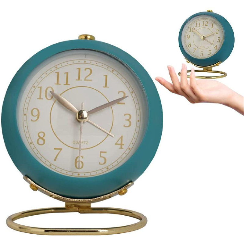 Everly Quinn Small Desk Clock Retro Bedside Table Analog Vintage